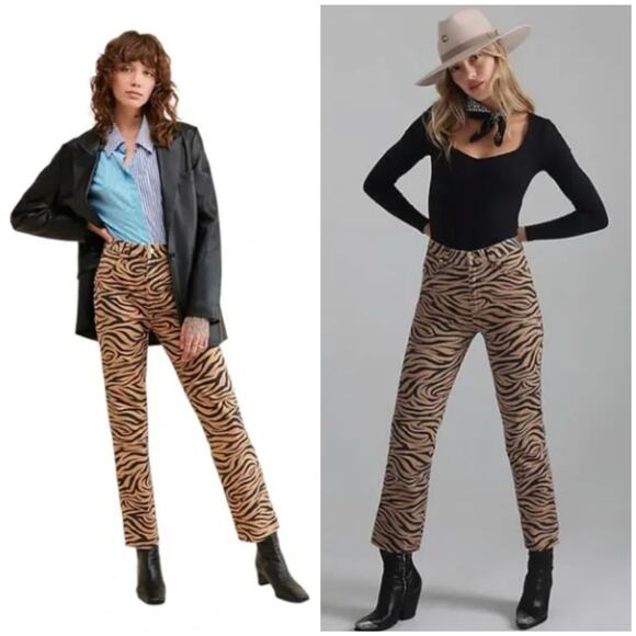 Wrangler High Rise Wild West Purr Animal Print 603 Straight Jeans Tan 27x28 NWT - Picture 15 of 15